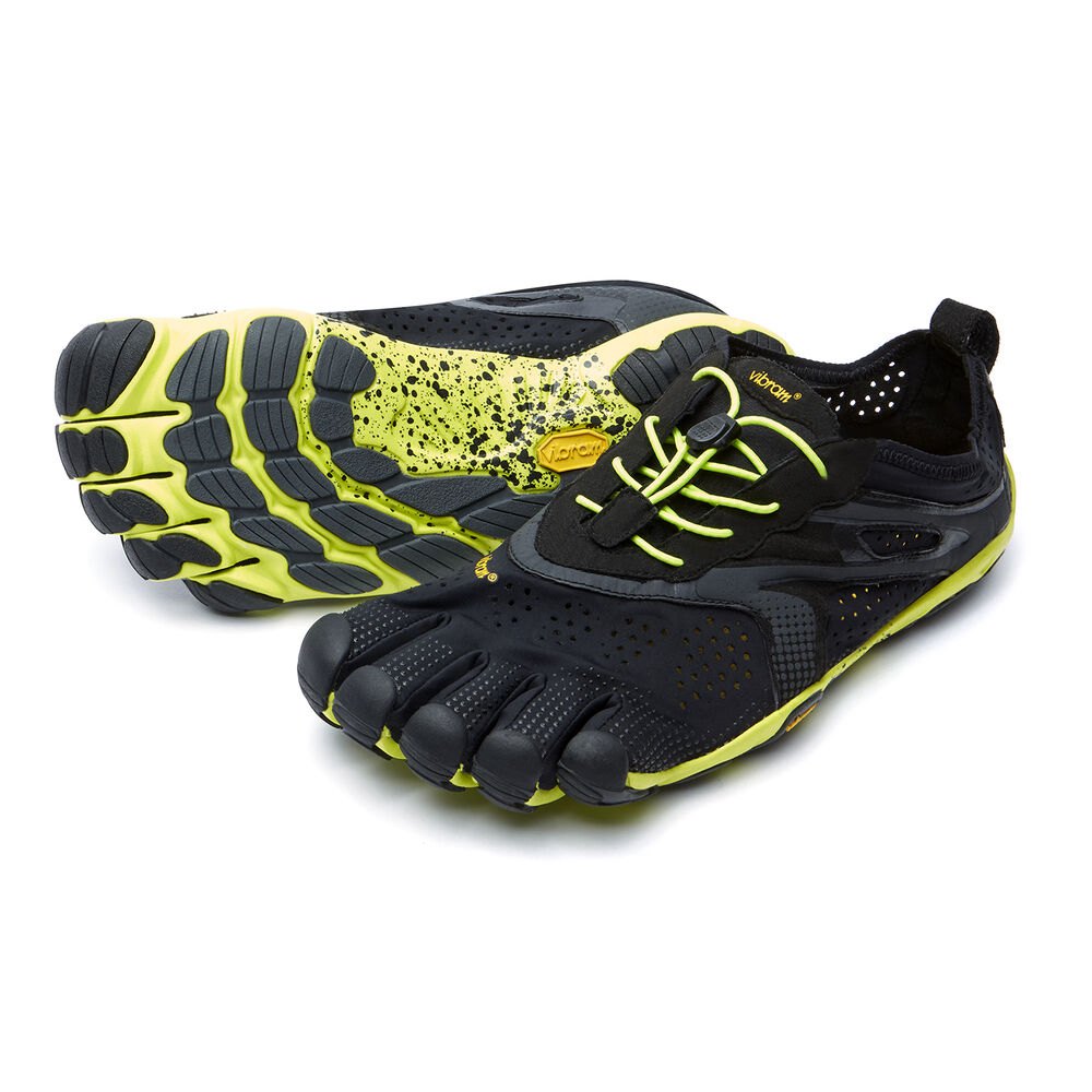 Vibram Five Fingers Mens V-Run - Hiking Shoes Black/Yellow - LYW624351